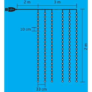 Somogyi Perdea de lumini microLED, interior, 3x2m, 10 fire/20xLED, alb rece, 8 progr.