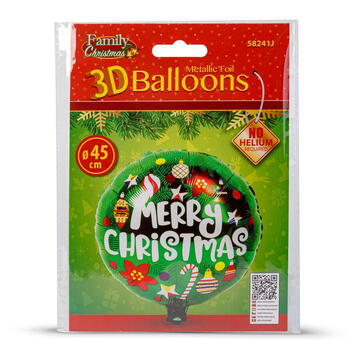 Familly Christmas Balon de Crăciun - folie de aluminiu - glob - 45 cm