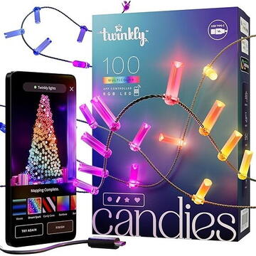 Twinkly Candies LED Christmas tree lights TWKC100RGB-G 6 M Candle shape