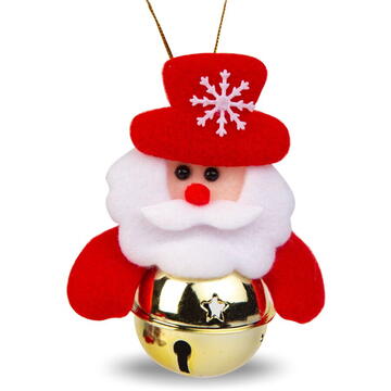 Ornament pentru brad - Mos Craciun cu clopot - 11 x 10 cm