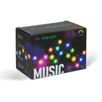 Lumină inteligentă șir - stea - USB - 25 LED-uri RGB - 5 m - Bluetooth