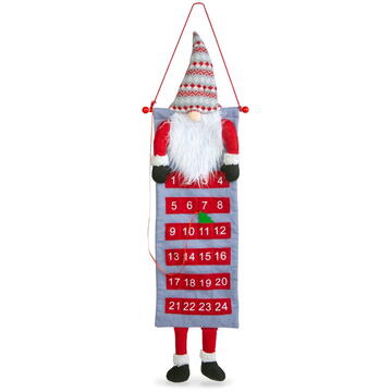 Calendar de perete de Advent - 3D cu elf scandinav - textil - 100 x 28 cm