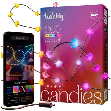 Twinkly Candies LED Christmas tree lights TWKS200RGB-G 6 m 200 star lights